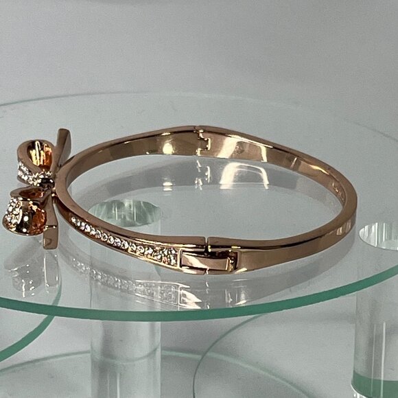 Kate Spade New York Rose Gold-Tone Bow Bangle Bracelet With Crystals - Picture 3 of 6
